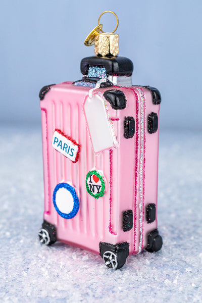 In the Pink Glass Suitcase Ornament