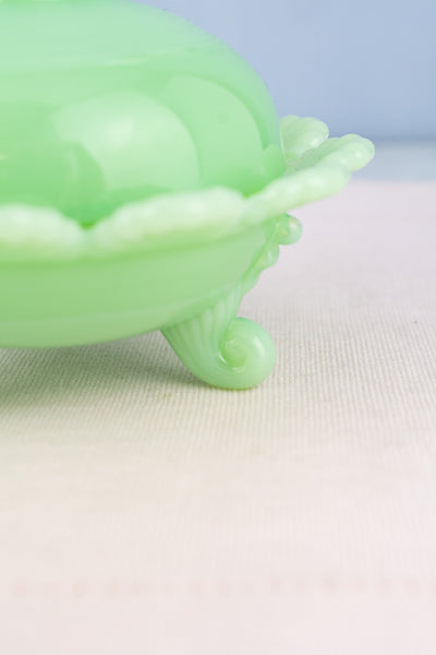 Jadeite Footed Candy Dish with Lid