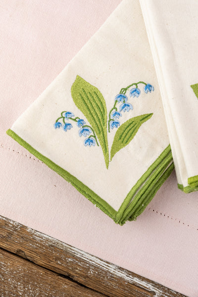 Lily of the Valley Embroidered Napkins - Set of 4