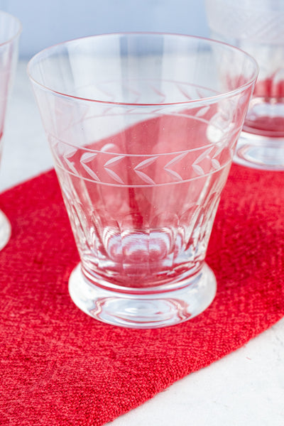 Etched Footed Glasses - Set of 4