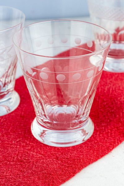 Etched Footed Glasses - Set of 4