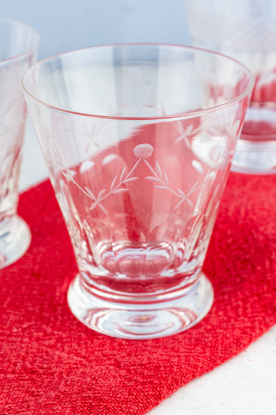 Etched Footed Glasses - Set of 4