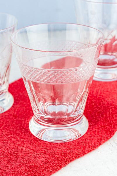 Etched Footed Glasses - Set of 4