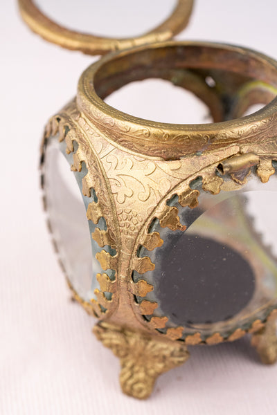 Petite Brass & Beveled Glass Jewelry Box