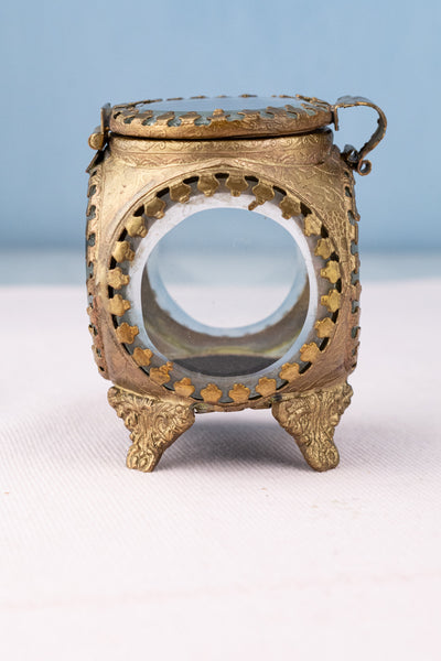 Petite Brass & Beveled Glass Jewelry Box