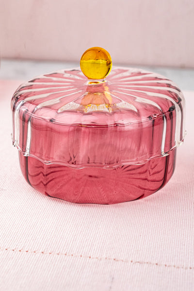 Pink Glass Jar with Lid