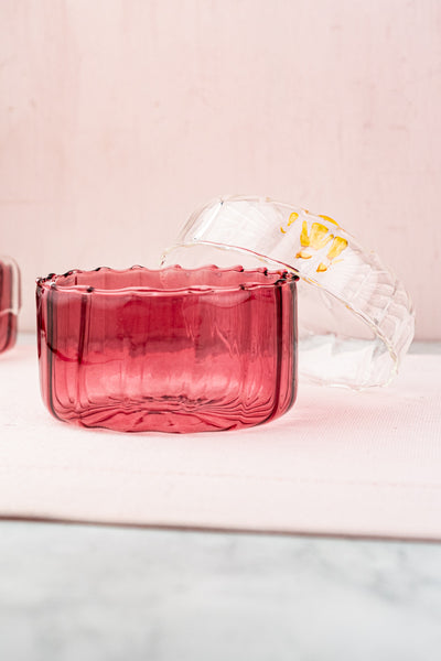 Pink Glass Jar with Lid