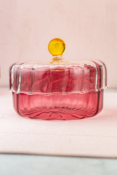 Pink Glass Jar with Lid