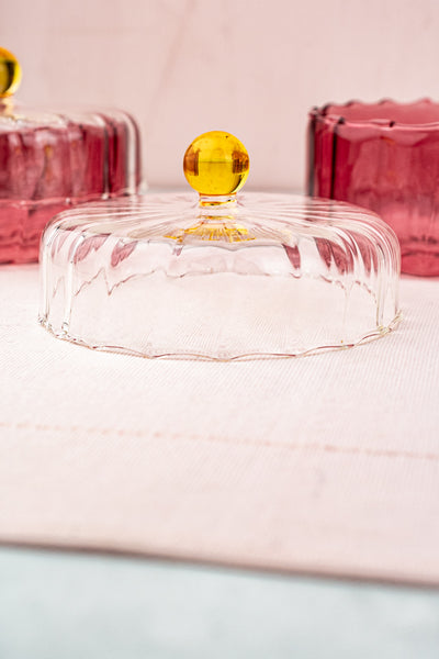 Pink Glass Jar with Lid