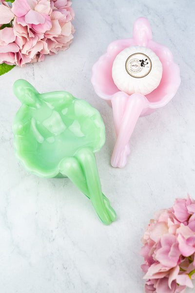 Pink Milk Glass Bathing Beauty Dish