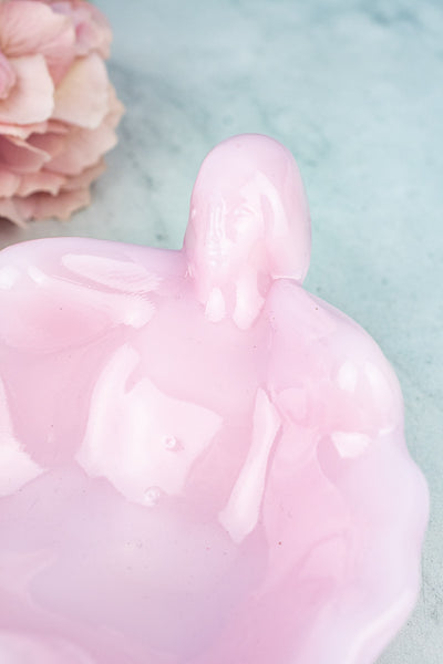 Pink Milk Glass Bathing Beauty Dish