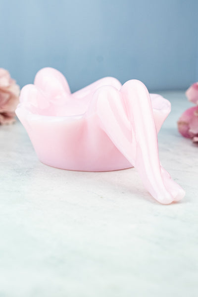 Pink Milk Glass Bathing Beauty Dish