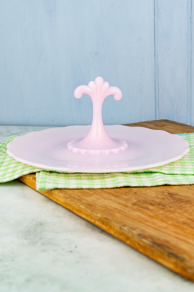 Pink Milk Glass Tidbit Tray