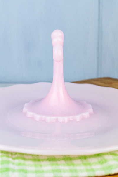 Pink Milk Glass Tidbit Tray