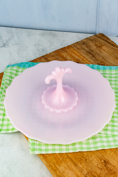 Pink Milk Glass Tidbit Tray