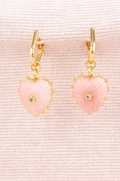 Pink Opal Heart Earrings