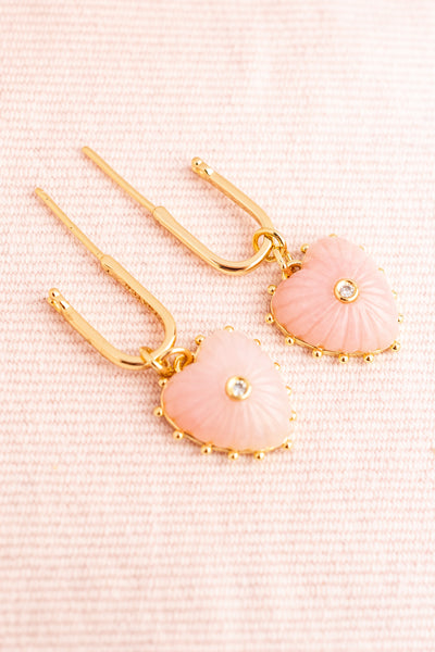 Pink Opal Heart Earrings