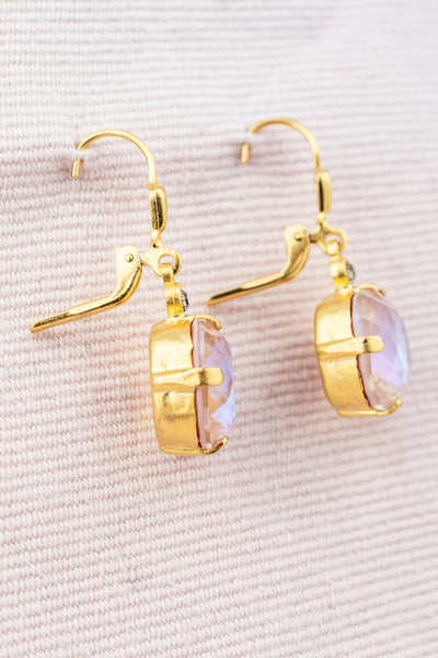 French Pink Crystal Drop Earrings