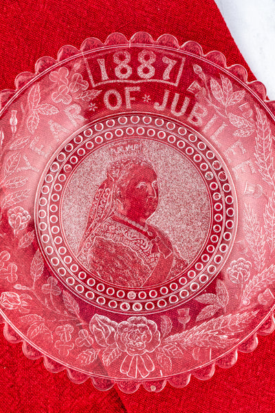 Queen Victoria 1887 Golden Jubilee Glass Portrait Plate
