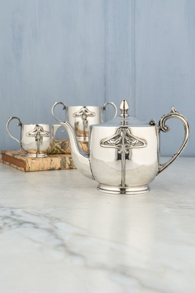 Antique English Silverplate Art Nouveau Tea Service