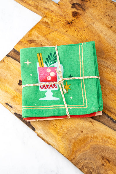 Spirits Bright Holiday Cocktail Napkins - Set of 4