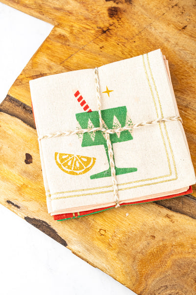 Spirits Bright Holiday Cocktail Napkins - Set of 4