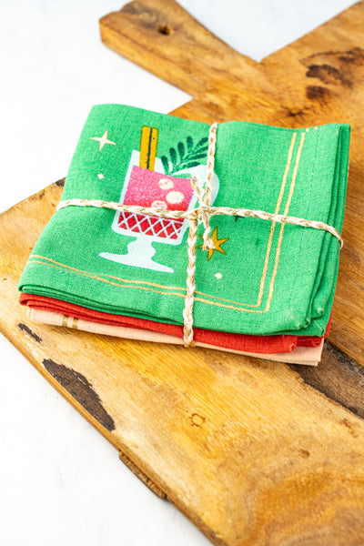 Spirits Bright Holiday Cocktail Napkins - Set of 4