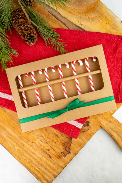 Sweetly Swirled Candy Cane Glass Cocktail Stirrers - Set of 6