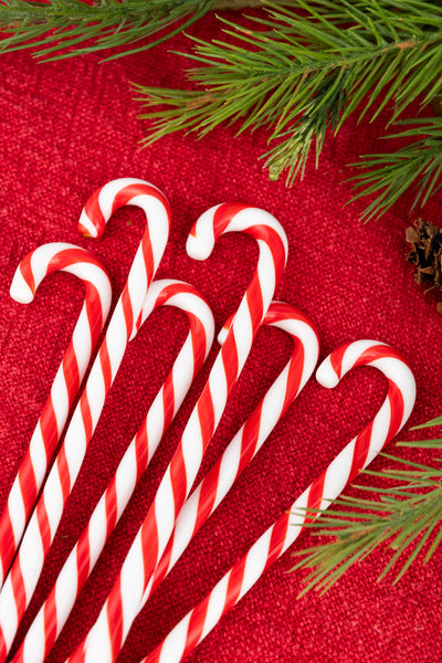 Sweetly Swirled Candy Cane Glass Cocktail Stirrers - Set of 6