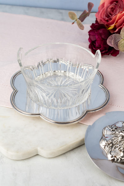 Victorian Glass & Silverplate Dish with Sterling Silver Lid