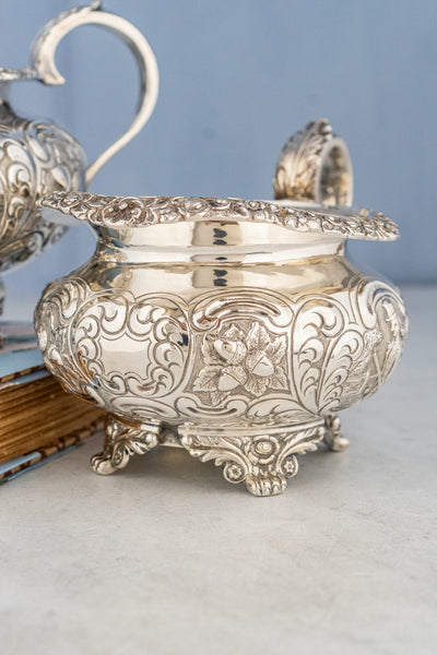Victorian Scottish Silverplate Milk and Sugar Set