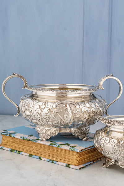 Victorian Scottish Silverplate Milk and Sugar Set