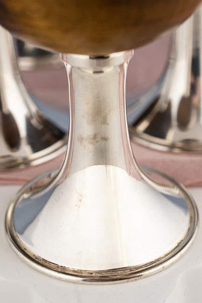 Victorian Oak and Silverplate Goblets - Set of 6