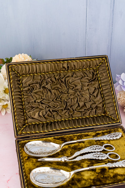 Victorian Silverplate 3-piece Fruit Set with Grape Shears