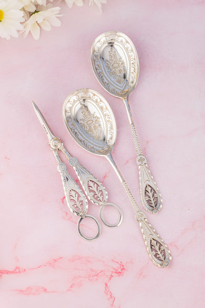 Victorian Silverplate 3-piece Fruit Set with Grape Shears