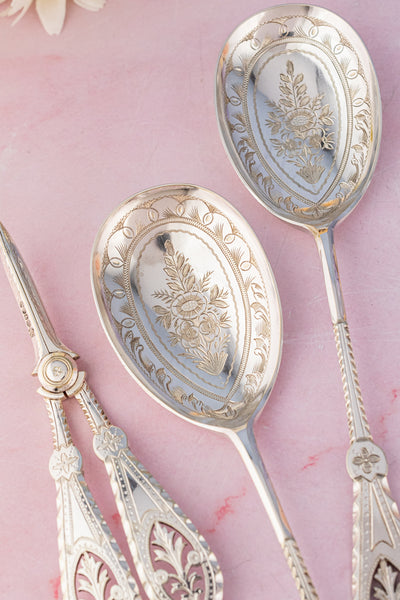 Victorian Silverplate 3-piece Fruit Set with Grape Shears