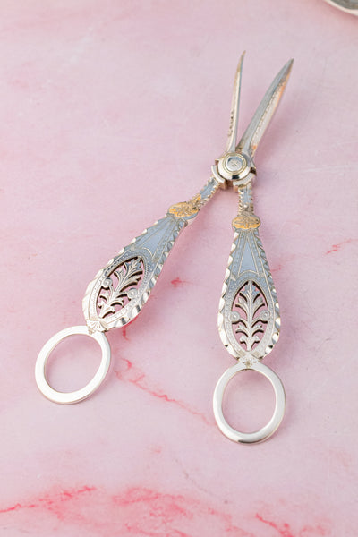 Victorian Silverplate 3-piece Fruit Set with Grape Shears