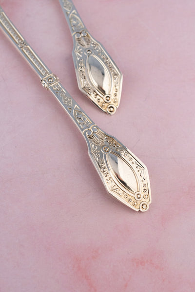 Victorian Silverplate Fruit Serving Spoon Pair