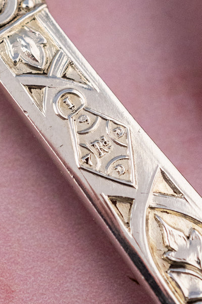 Victorian Silverplate Fruit Serving Spoon Pair