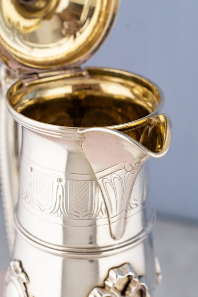 Victorian Silverplate & Engraved Crystal Wine Pitcher