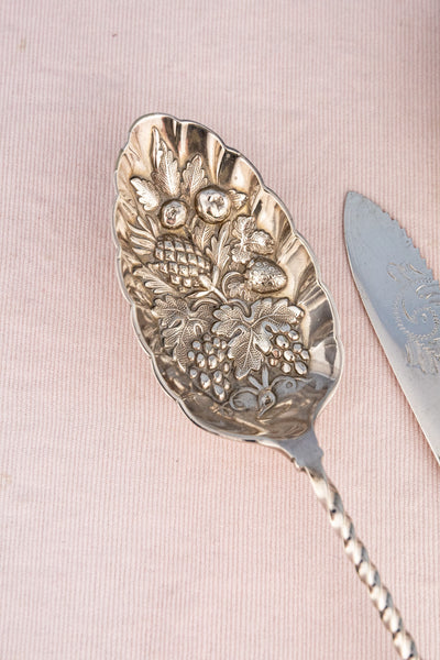 Victorian Silverplate and Mother of Pearl Dessert Serving Set