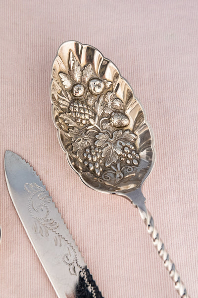 Victorian Silverplate and Mother of Pearl Dessert Serving Set