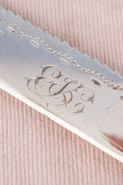 Victorian Silverplate and Mother of Pearl Dessert Serving Set