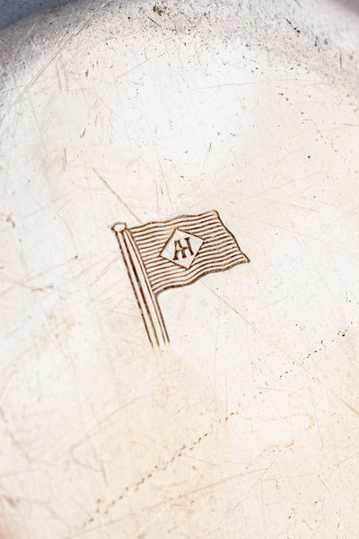 Vintage Blue Funnel Line Silverplate Covered Dish