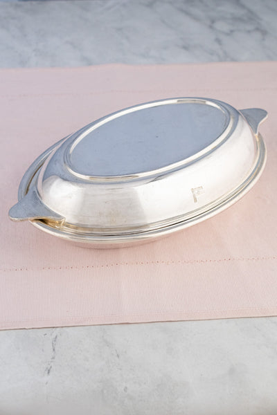 Vintage Blue Funnel Line Silverplate Covered Dish