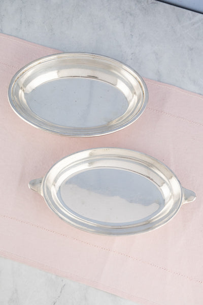 Vintage Blue Funnel Line Silverplate Covered Dish