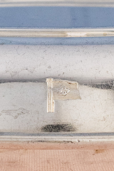 Vintage Blue Funnel Line Silverplate Covered Dish