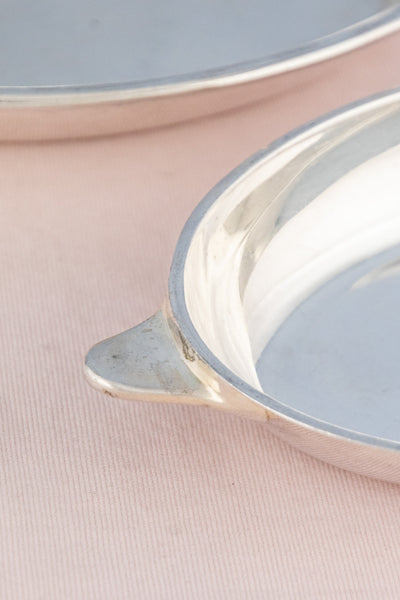 Vintage Blue Funnel Line Silverplate Covered Dish