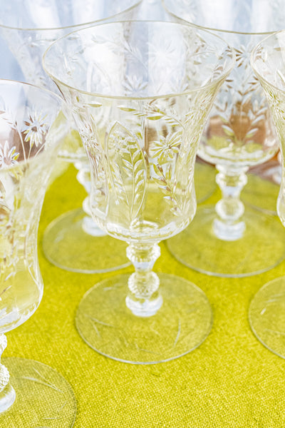 Vintage Cambridge Etched Goblets - Set of 8