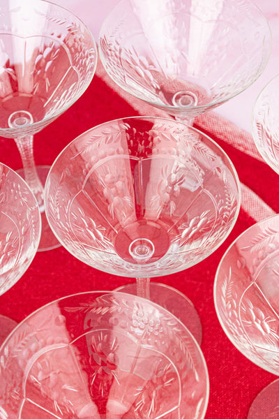 Vintage Crystal Cocktail Glasses - Set of 8